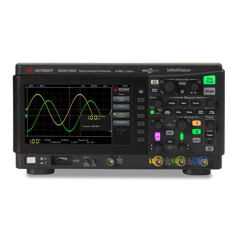 是德DSOX1202G 示波器：70/100/200 MHz，2 個模擬通道，內(nèi)置波形發(fā)生器